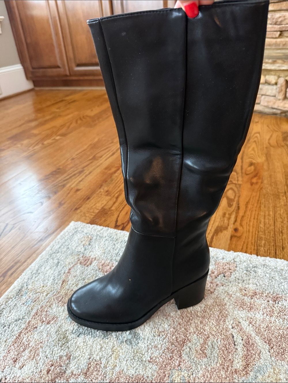 Classic Black Mid-Calf Heeled Boots